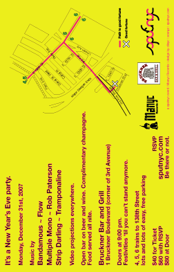 flyer ~ New Year's Eve 2008 Celebration ~ clinyc ~ 2008-01-01 ~ event ~ sputnyc