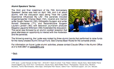 article ~ The Year in Alumni Events ~ staff ~ 2011-06 ~ LFNY Newsletter ~ sputnyc
